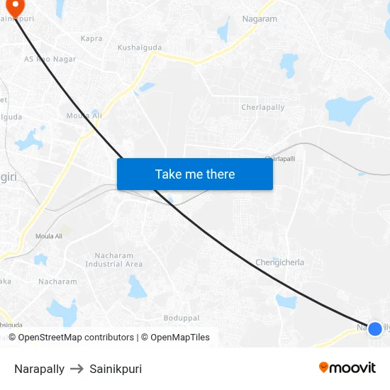 Narapally to Sainikpuri map
