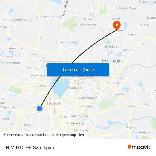N.M.D.C to Sainikpuri map