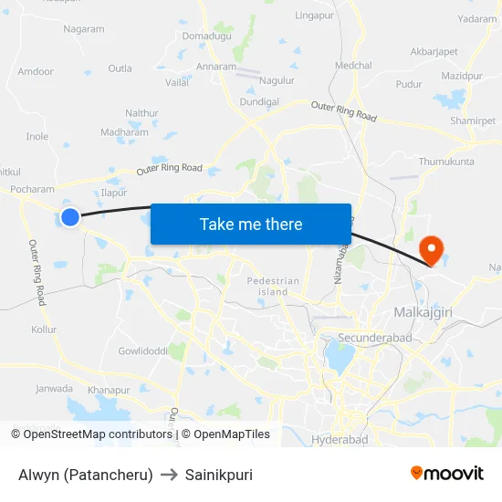 Alwyn (Patancheru) to Sainikpuri map