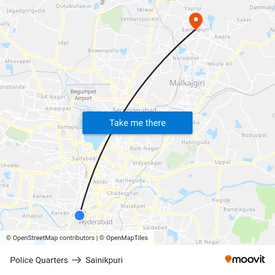 Police Quarters to Sainikpuri map