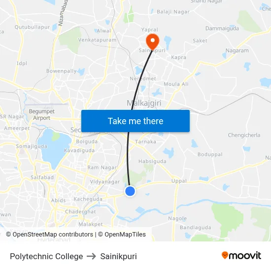 Polytechnic College to Sainikpuri map