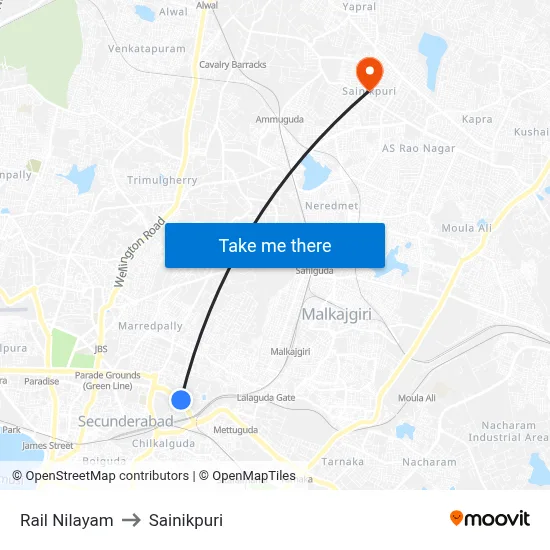 Rail Nilayam to Sainikpuri map