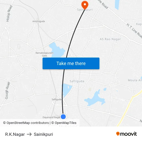 R.K.Nagar to Sainikpuri map
