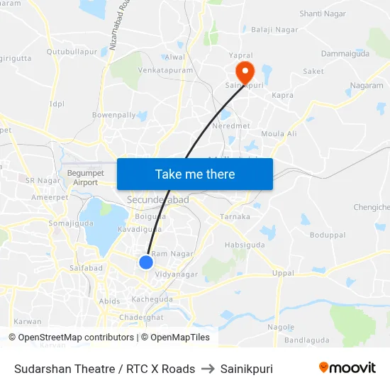 Sudarshan Theatre / RTC X Roads to Sainikpuri map
