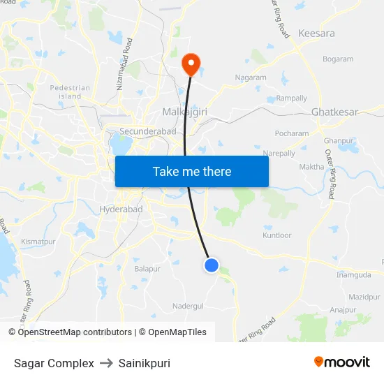 Sagar Complex to Sainikpuri map