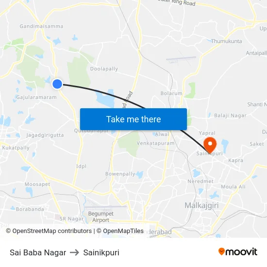 Sai Baba Nagar to Sainikpuri map