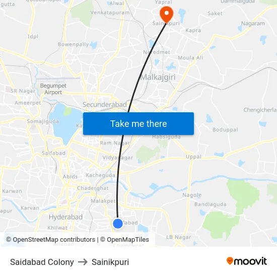 Saidabad Colony to Sainikpuri map