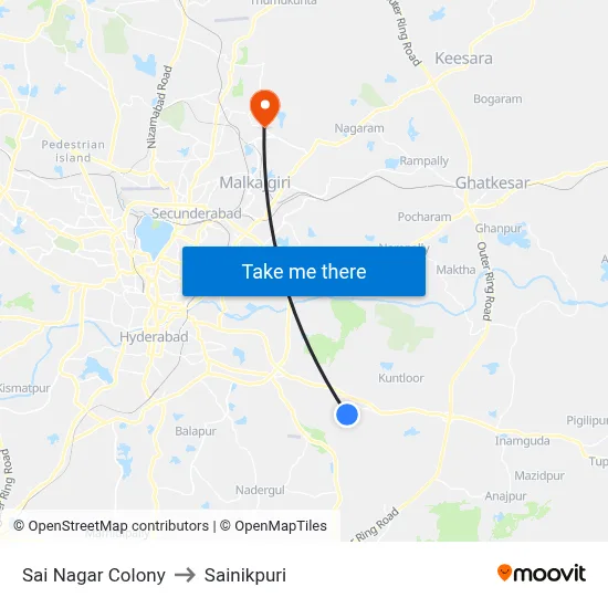 Sai Nagar Colony to Sainikpuri map