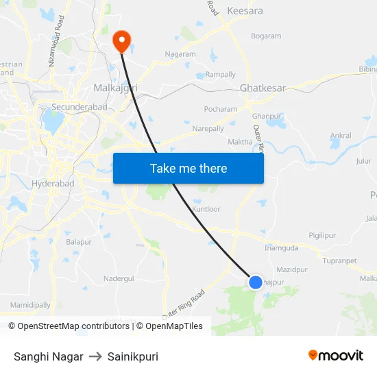 Sanghi Nagar to Sainikpuri map