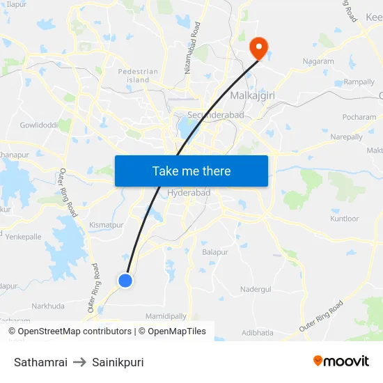 Sathamrai to Sainikpuri map