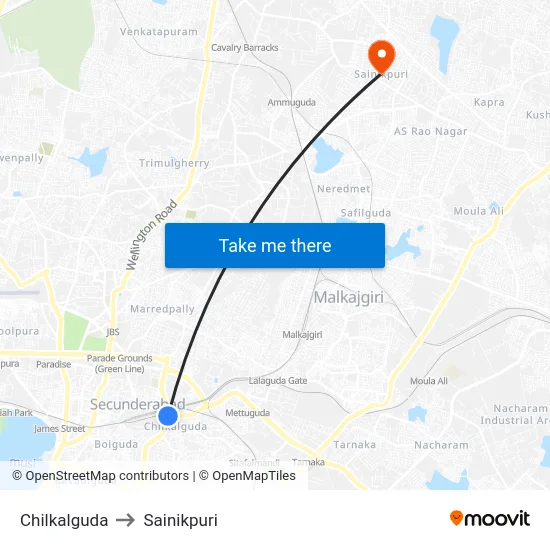 Chilkalguda to Sainikpuri map