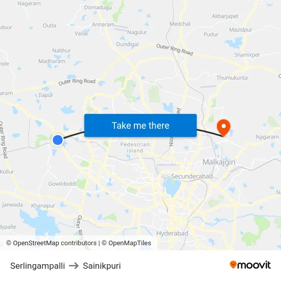 Serlingampalli to Sainikpuri map