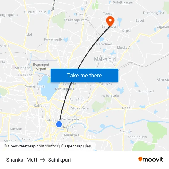 Shankar Mutt to Sainikpuri map
