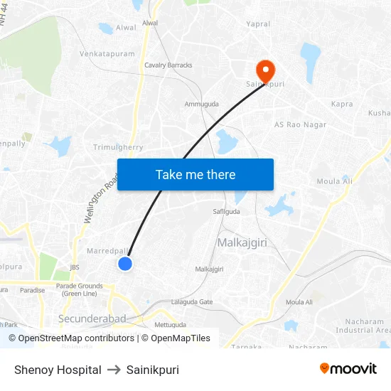Shenoy Hospital to Sainikpuri map