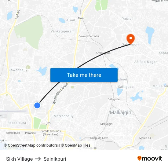 Sikh Village to Sainikpuri map