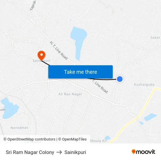 Sri Ram Nagar Colony to Sainikpuri map