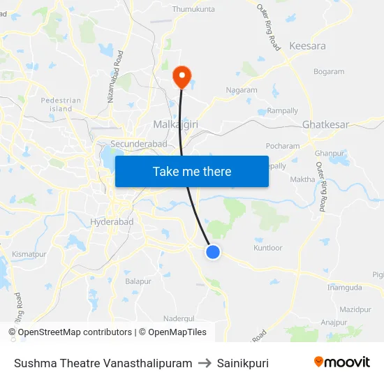Sushma Theatre Vanasthalipuram to Sainikpuri map