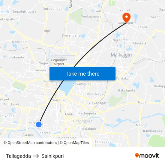 Tallagadda to Sainikpuri map