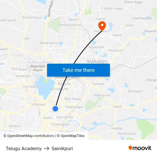 Telugu Academy to Sainikpuri map