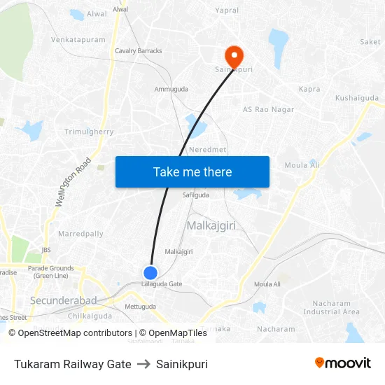 Tukaram Railway Gate to Sainikpuri map