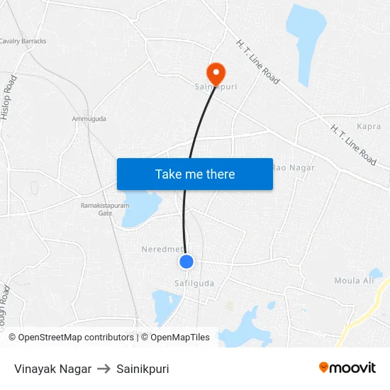Vinayak Nagar to Sainikpuri map