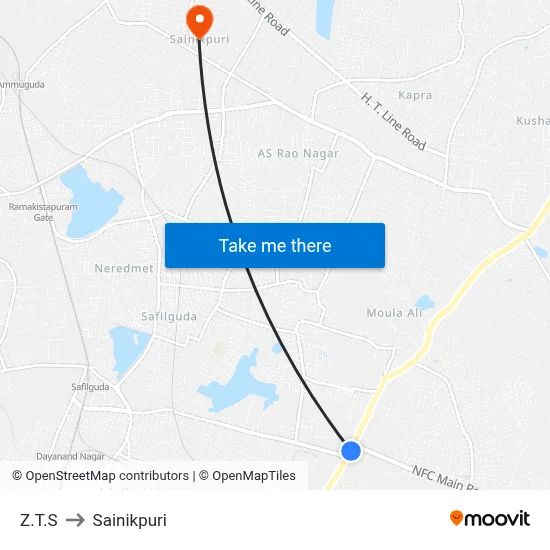 Z.T.S to Sainikpuri map
