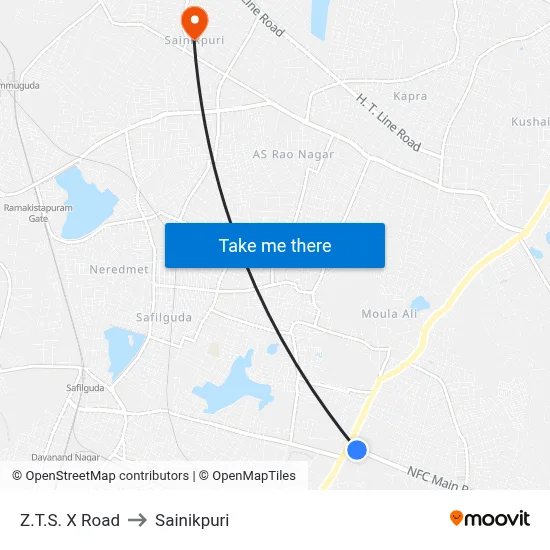 Z.T.S. X Road to Sainikpuri map