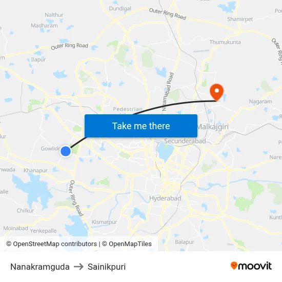 Nanakramguda to Sainikpuri map