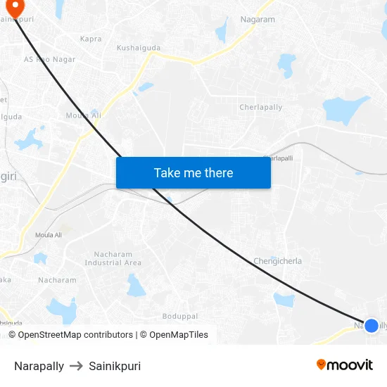 Narapally to Sainikpuri map