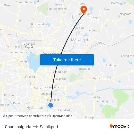 Chanchalguda to Sainikpuri map