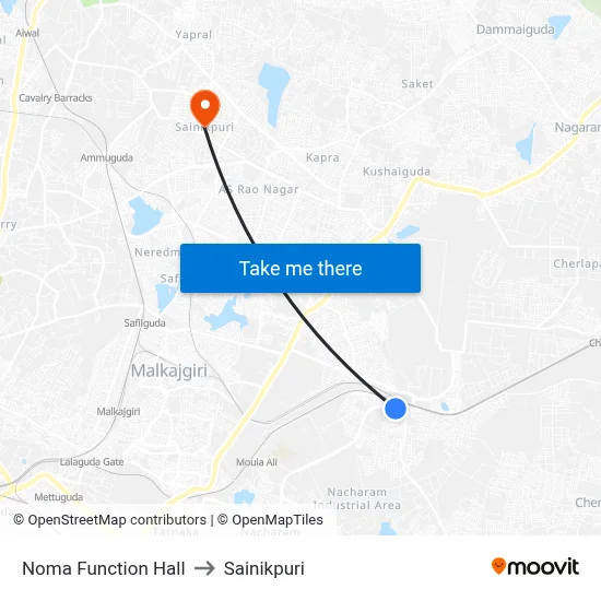 Noma Function Hall to Sainikpuri map