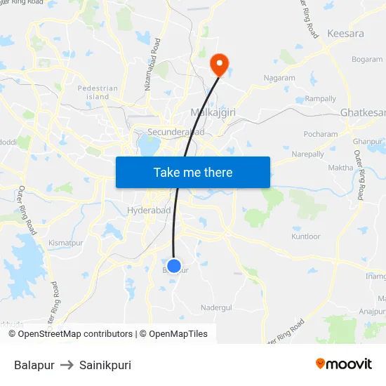 Balapur to Sainikpuri map
