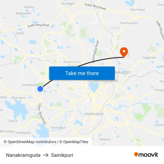 Nanakramguda to Sainikpuri map