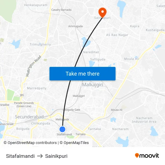 Sitafalmandi to Sainikpuri map