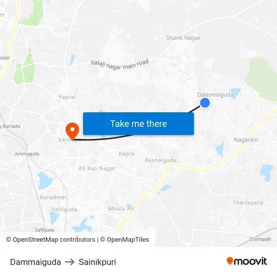 Dammaiguda to Sainikpuri map
