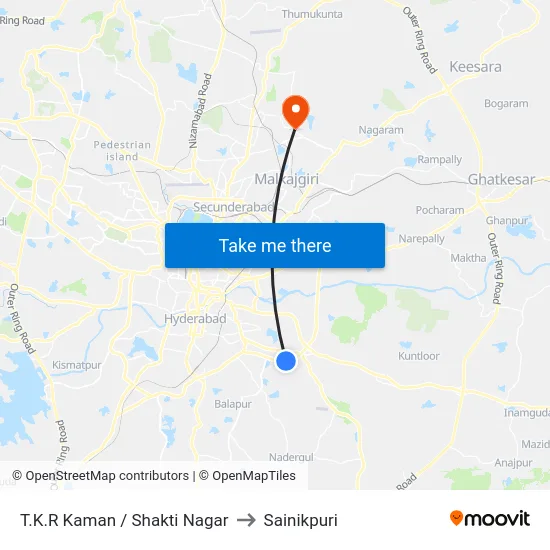 T.K.R Kaman / Shakti Nagar to Sainikpuri map