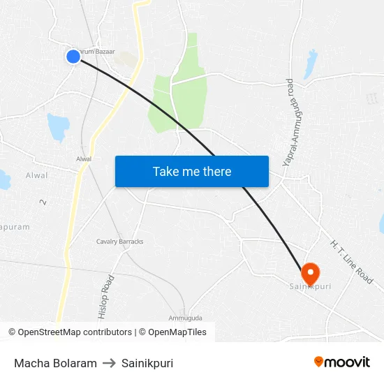 Macha Bolaram to Sainikpuri map