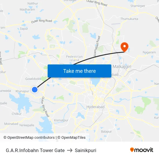 G.A.R.Infobahn Tower Gate to Sainikpuri map