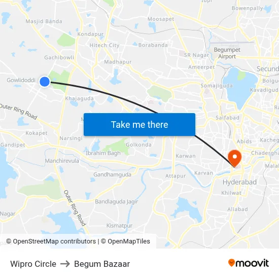 Wipro Circle to Begum Bazaar map