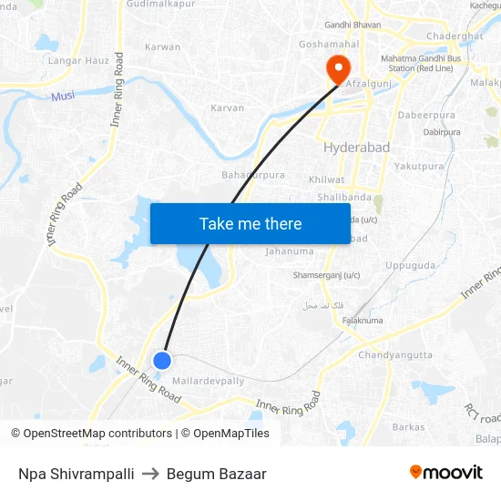 Npa Shivrampalli to Begum Bazaar map