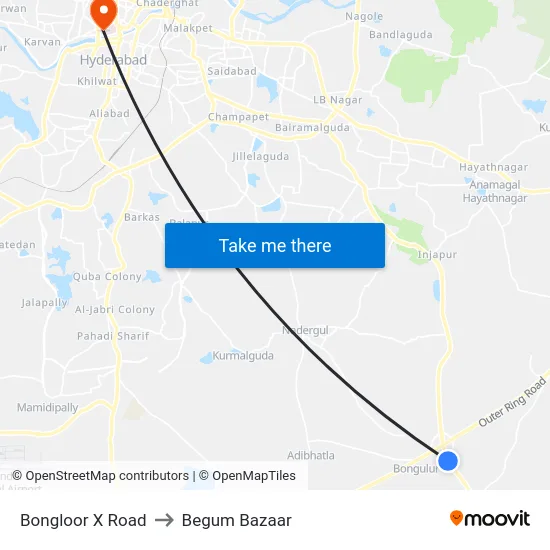 Bongloor X Road to Begum Bazaar map