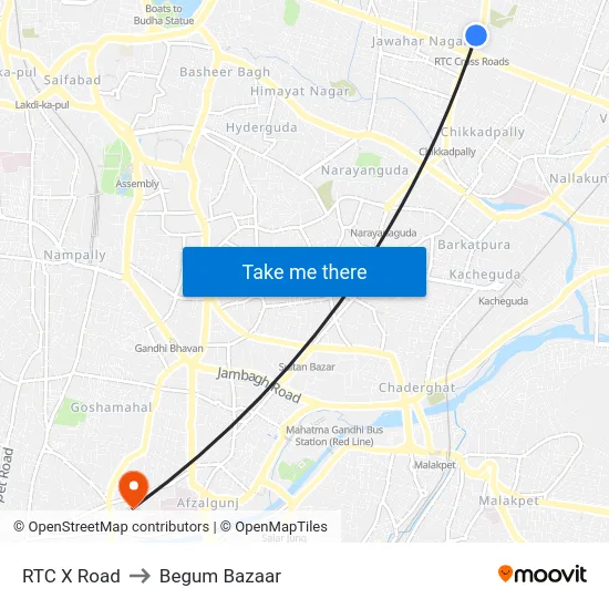 RTC X Road to Begum Bazaar map