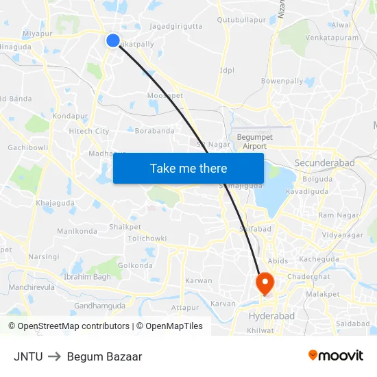 JNTU to Begum Bazaar map