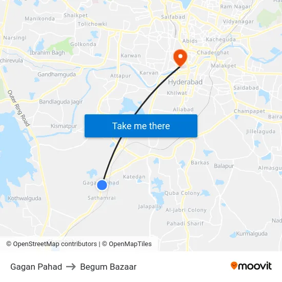 Gagan Pahad to Begum Bazaar map