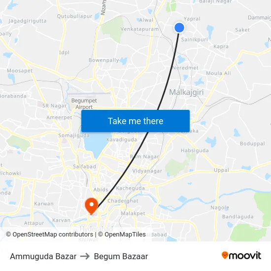 Ammuguda Bazar to Begum Bazaar map