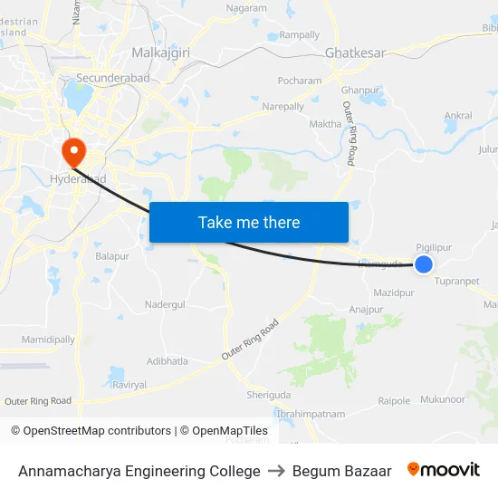 Annamacharya Engineering College to Begum Bazaar map