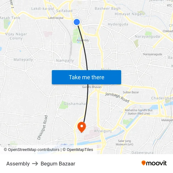 Assembly to Begum Bazaar map
