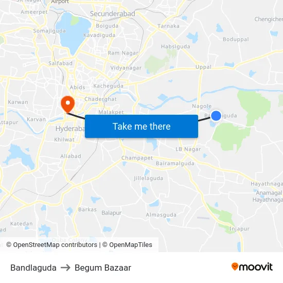 Bandlaguda to Begum Bazaar map