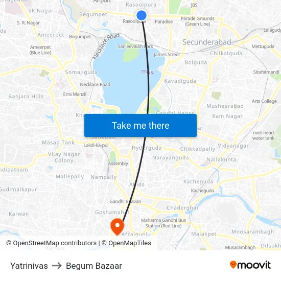 Yatrinivas to Begum Bazaar map