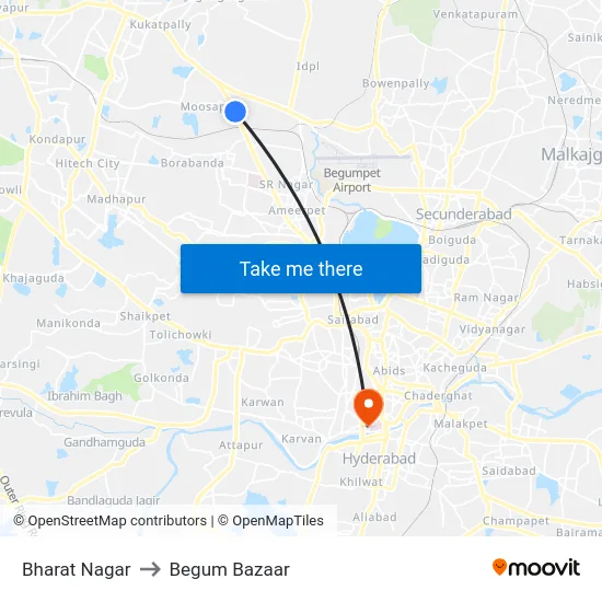 Bharat Nagar to Begum Bazaar map